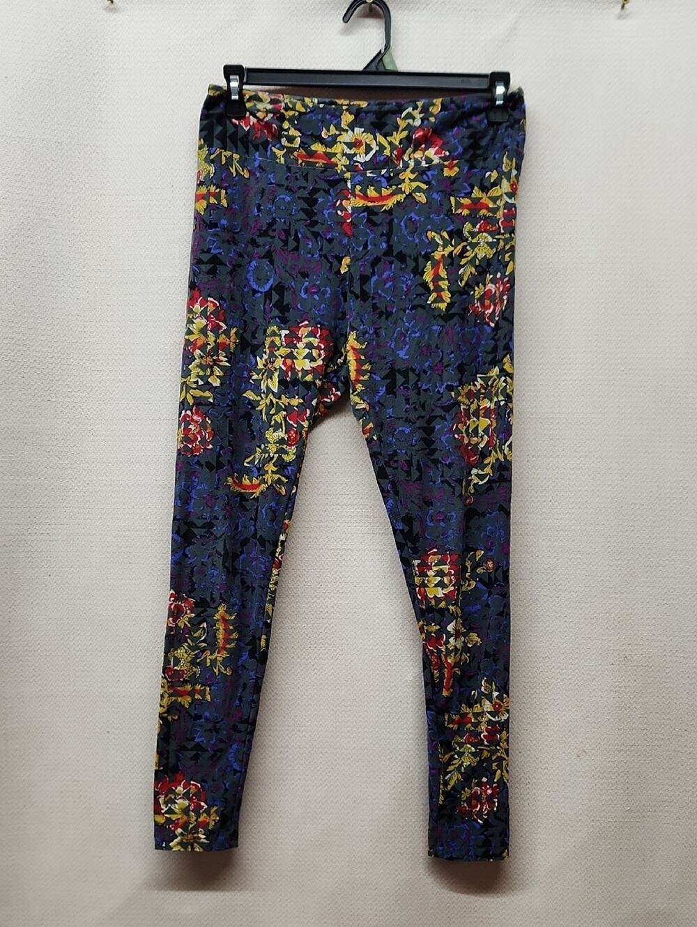 LuLaRoe  Navy Floral & Abstract Print Leggings